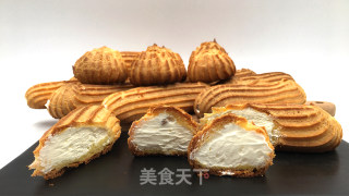根底闪电泡芙，中壳又喷鼻又坚，奶油馅甘美浓重，非常值得一试。的做法步调：14