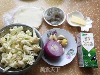 花菜泥虾仁金盏的做法步调：1