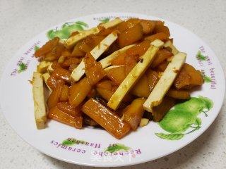 北瓜炒豆干的做法步调：5