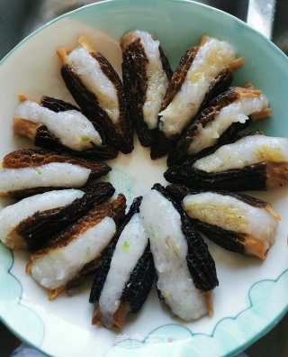 虾茸酿羊肚菌的做法步调：4