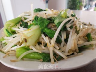 青菜炒绿芽菜的做法步调：6