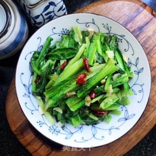 核桃油炒油麦菜的做法步调：6