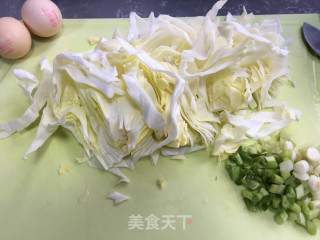 鸡蛋包心菜炒年糕的做法步调：1