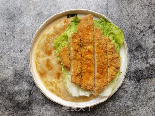脚抓饼卷死菜鸡排的做法步调：11