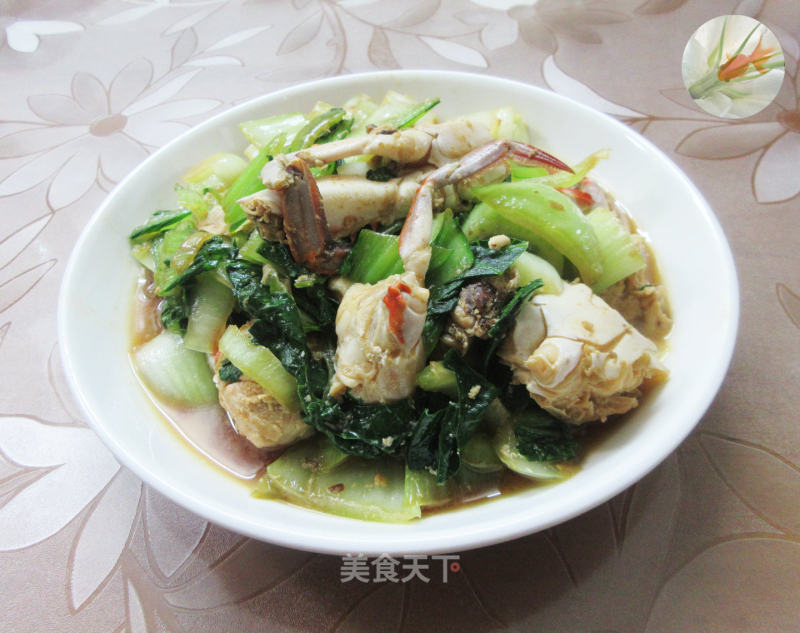 螃蟹炒青菜的做法