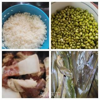绿豆肉粽的做法步调：1