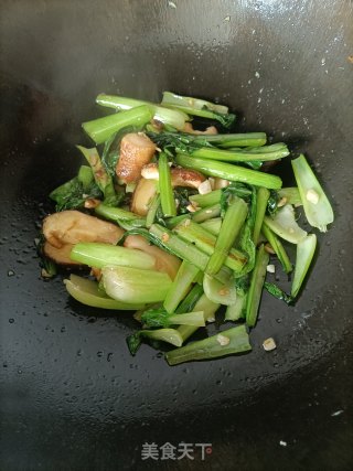 喷鼻菇炒油菜的做法步调：9