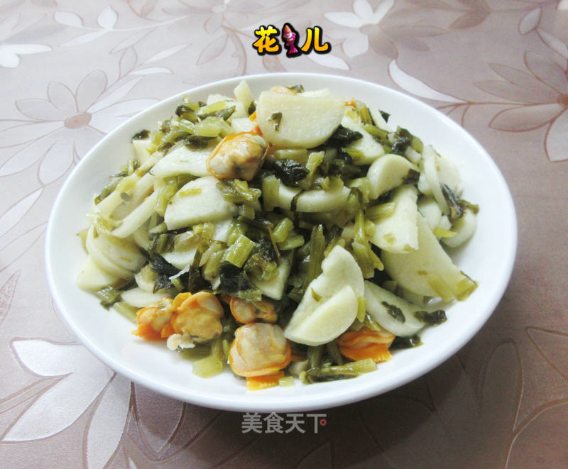咸菜圆蛤炒茭利剑的做法