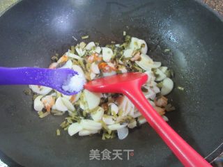 咸菜圆蛤炒茭利剑的做法步伐
：8