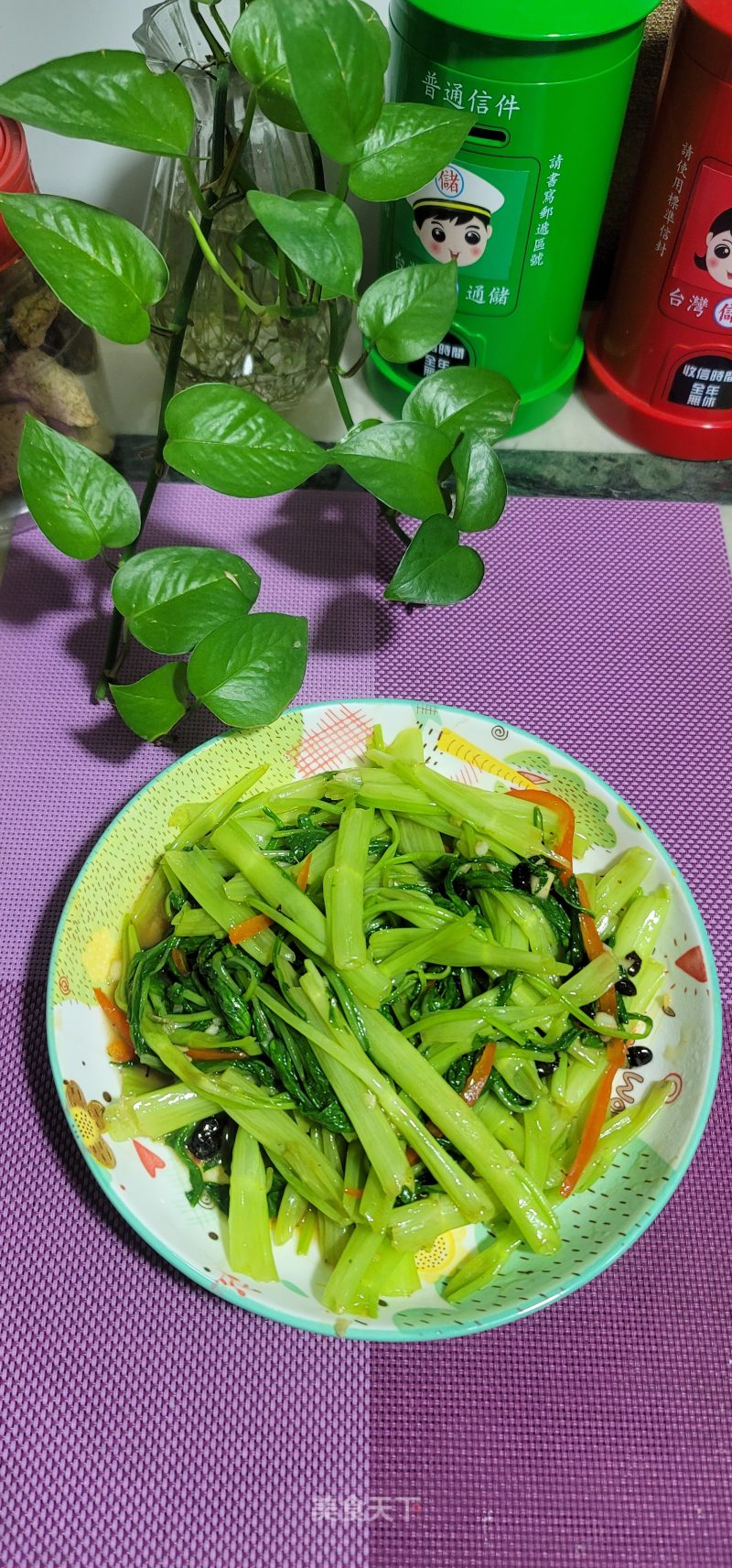 椒丝豆豉炒空心菜的做法