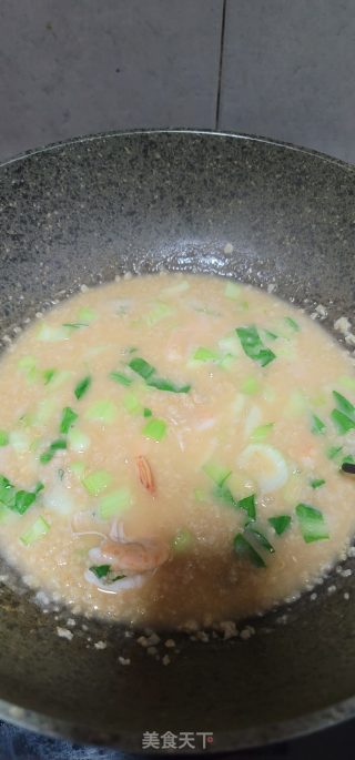 虾仁青菜燕麦粥的做法步调：10