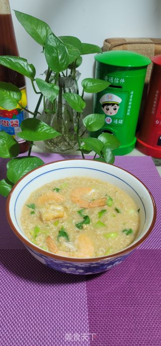 虾仁青菜燕麦粥的做法步调：13