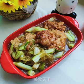 炸鸡块炖豆角的做法步调：11