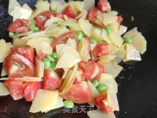 番茄土豆炒毛豆米的做法步调：7