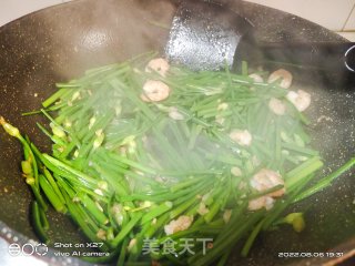 韭菜苗炒虾仁的做法步调：4