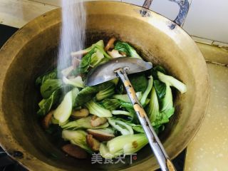喷鼻菇炒油菜的做法步调：7