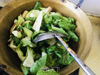 喷鼻菇炒油菜的做法步调：6