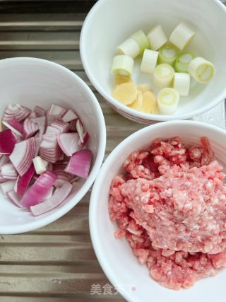 米纸洋葱肉饼的做法步调：1