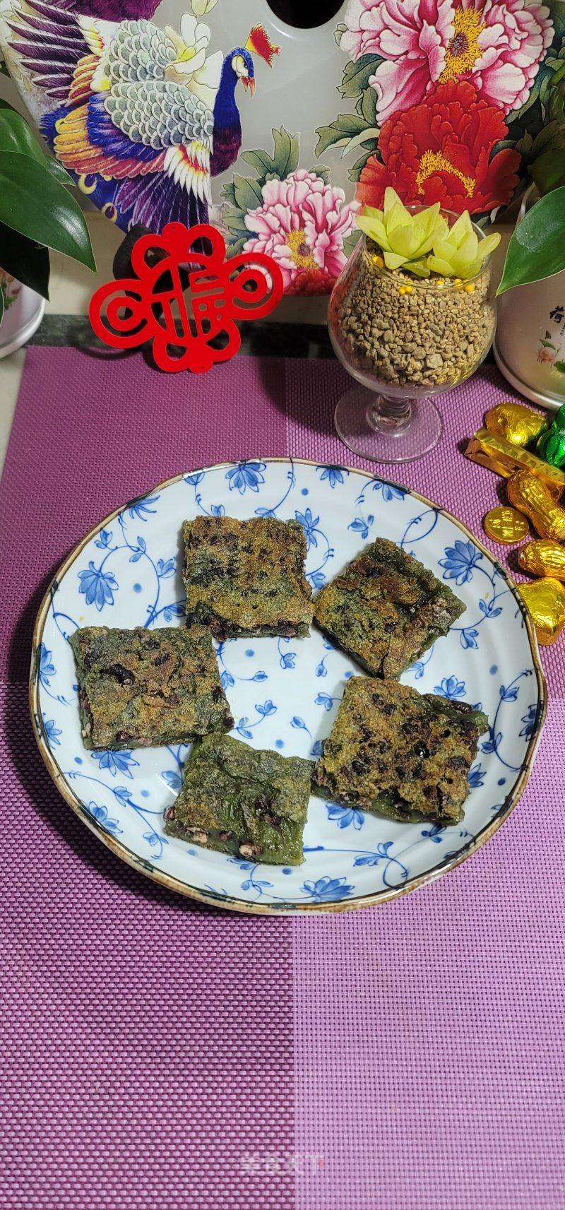 艾草白豆糯米饼的做法