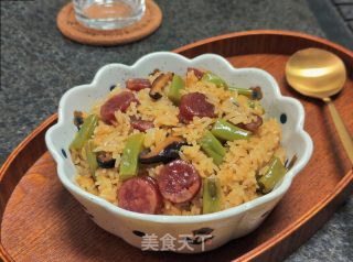 四时豆香肠焖饭的做法步调：13