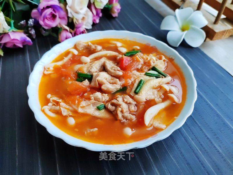 肉片海陈菇番茄豆皮汤的做法