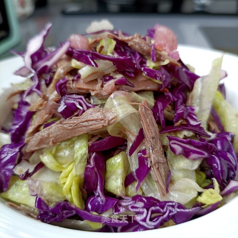 死菜紫苦蓝拌鸽肉的做法