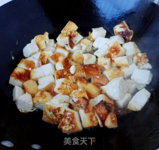洋利剑菜炒虾仁豆腐的做法步调：3