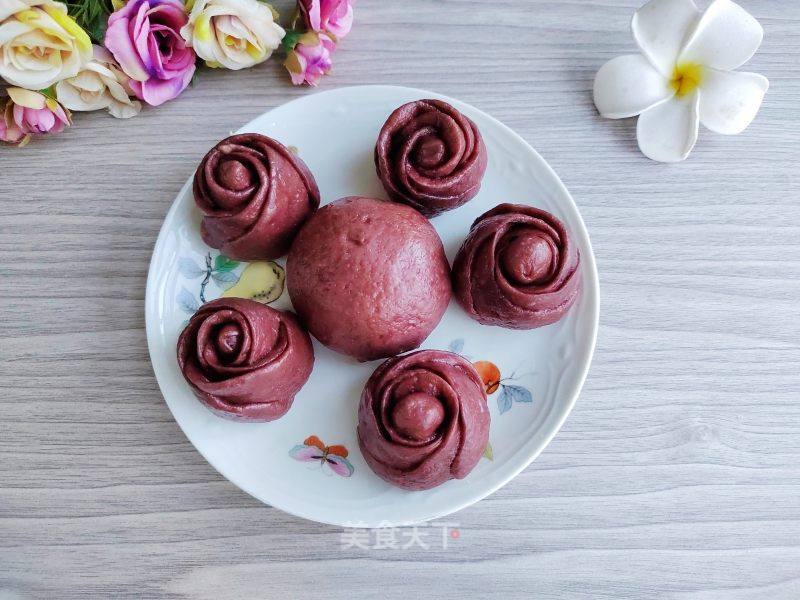 桑葚馒头&玫瑰花的做法