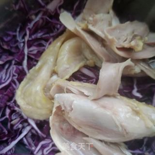 鸡腿肉拌紫苦蓝的做法步调：8