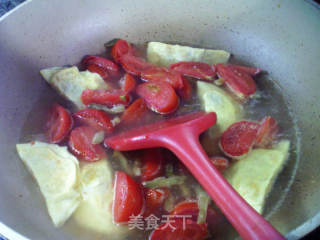 榨菜丝蛋饺番茄汤的做法步调：7