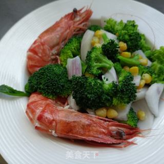 玉米西兰花乌虎虾沙推的做法步调：13