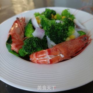 玉米西兰花乌虎虾沙推的做法步调：14