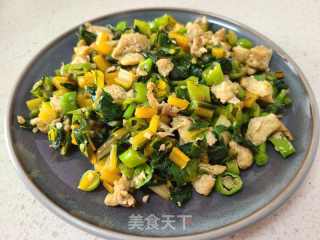 黄色莙荙菜线椒炒鸡蛋的做法步调：10