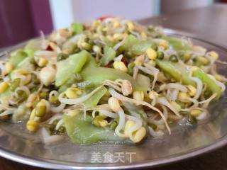 丝瓜炒绿芽菜的做法步调：6